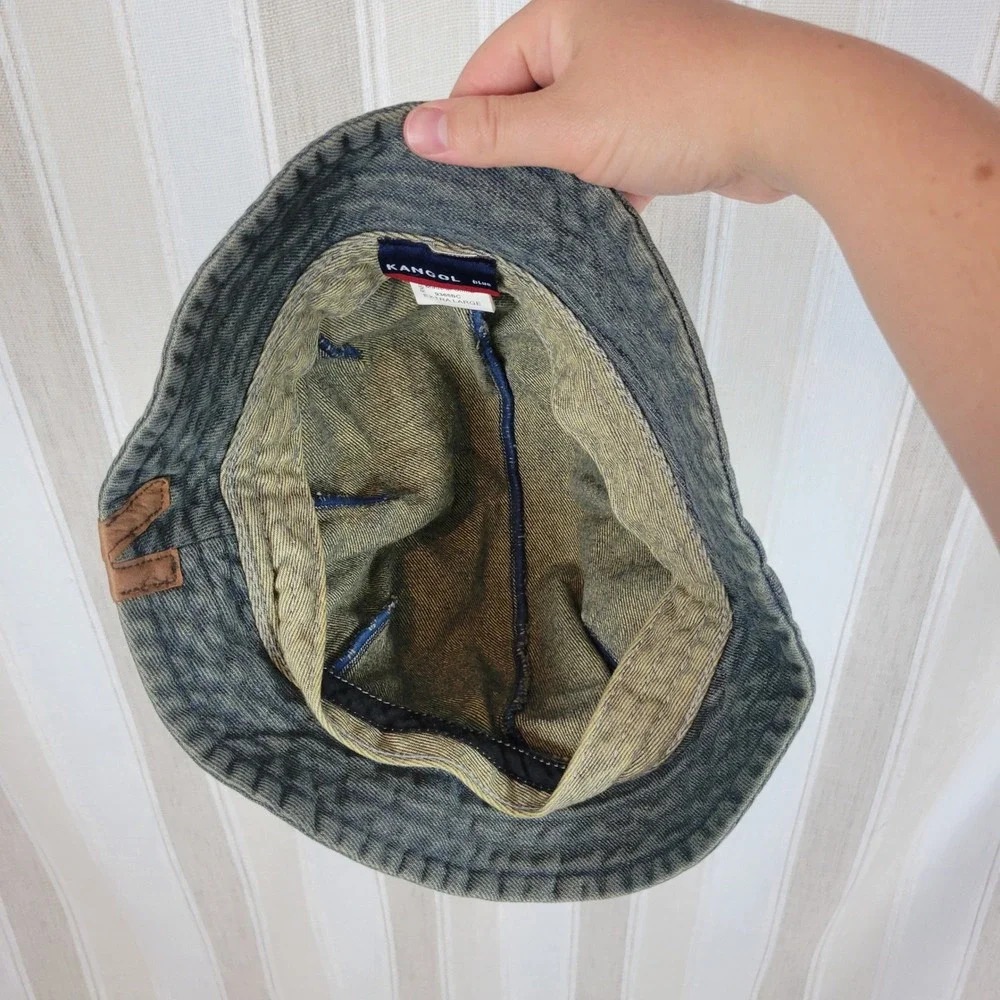 Kangol 100% Cotton Denim Jean Bucket Hat Blue Vintage Size Extra Large